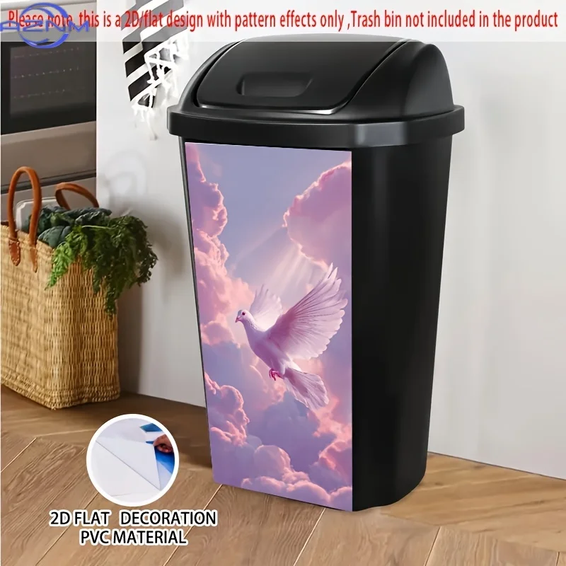 1pc of 2D/Flat Self-Adhesive Stickers for Dustbins, Measuring  by  cm, Featuring a Pink Cloud Dove Design, Ideal for Decoratin