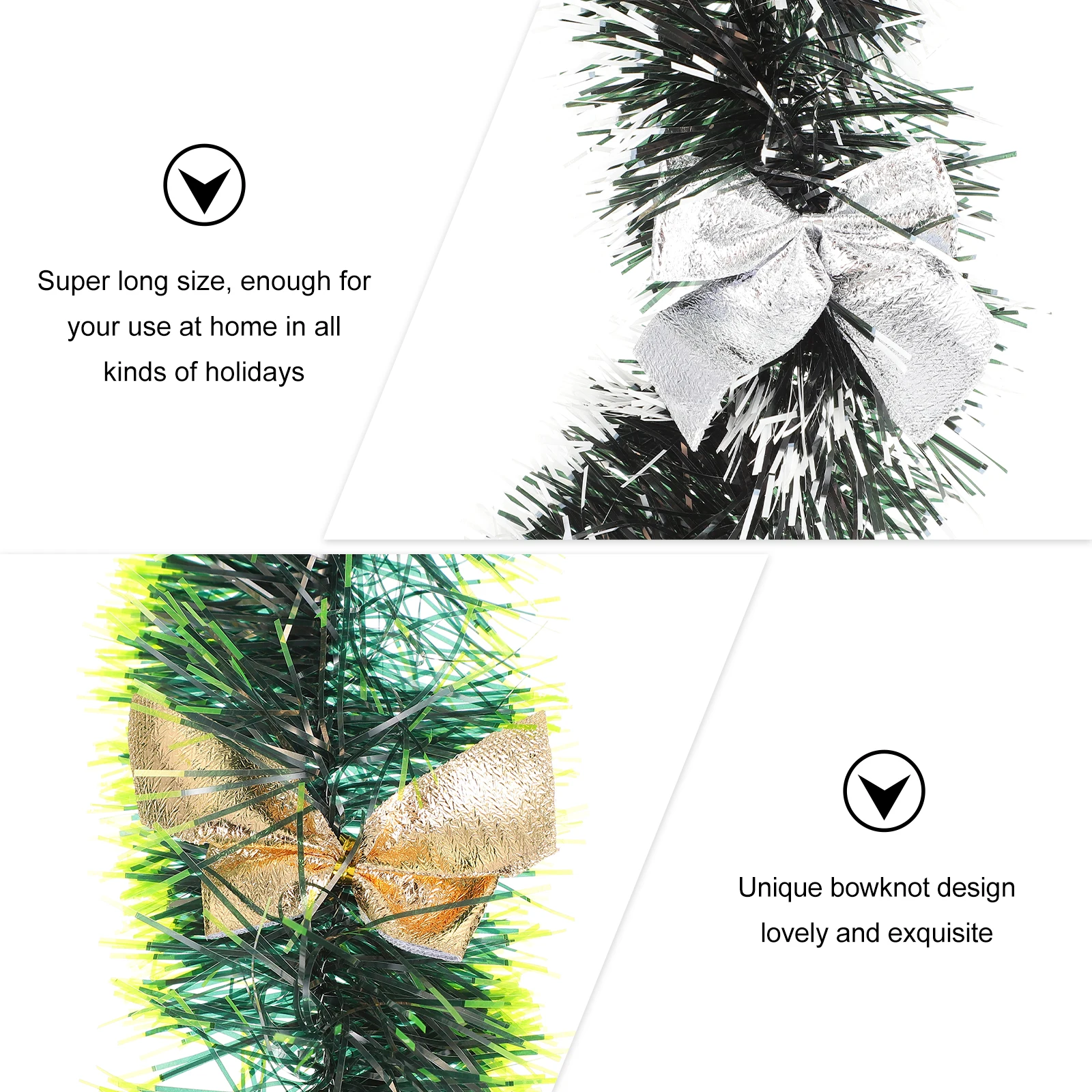 

2pcs Super Long Christmas Tinsel Garlands Snow Pine Tree Decorative Strips Party Home Decoration Xmas Tree