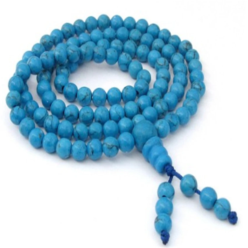 

6mm Turquoise Necklace Chain Unique Handmade Classic Bohemian Teens Wrap Jewelry Lovers Prayer