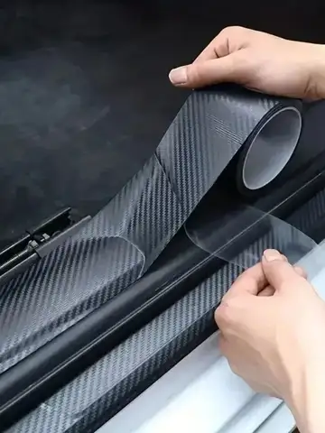 3D Carbon Fiber Sticker Paste Car Threshold Protective Film Anti Scratch Waterproof Matte Black Nano Sticker for Car Body