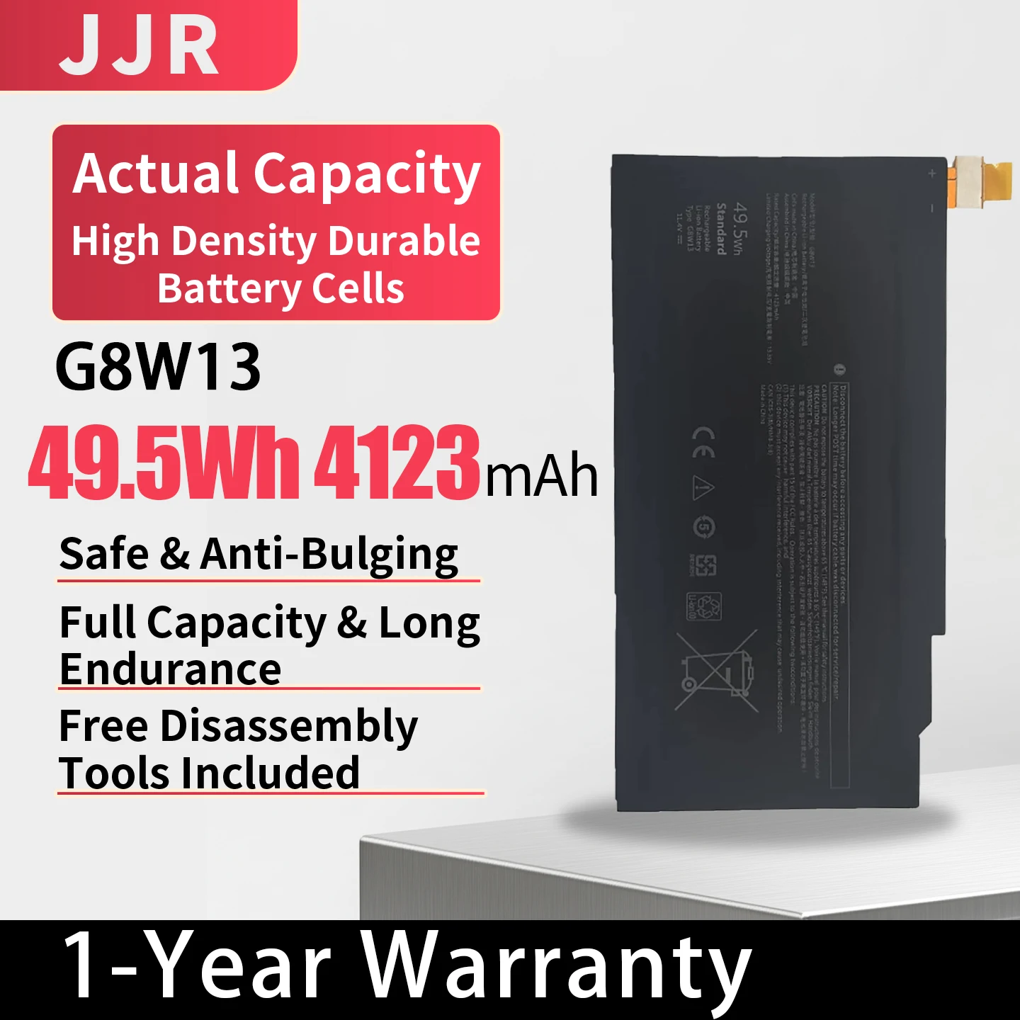 G8W13 49.5Wh/4123mAh 11.4V Replacement Laptop Battery for DELL XPS 13 9315 2in1 07HFP9