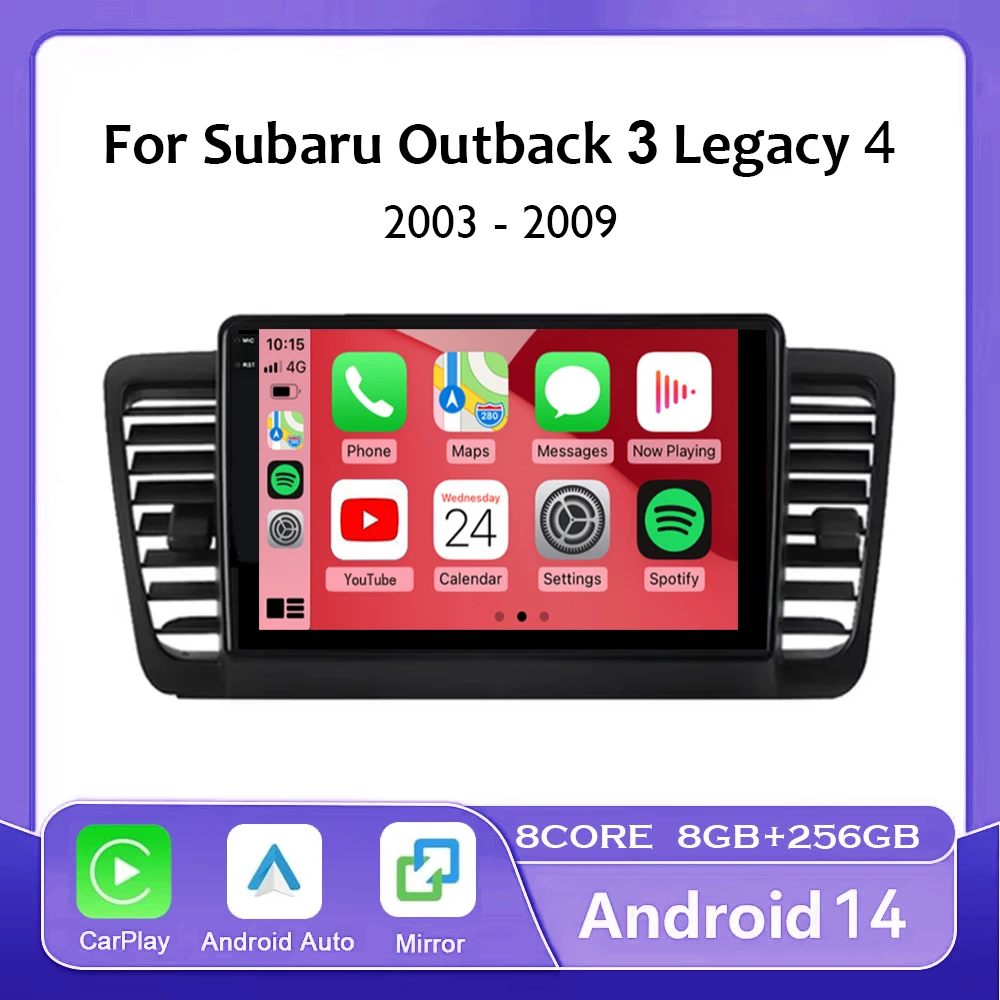 Android 14 Carplay Auto For Subaru Outback 3 Legacy 4 2004 - 2009 Car Radio Multimedia Video Player GPS Navigation No 2Din DVD