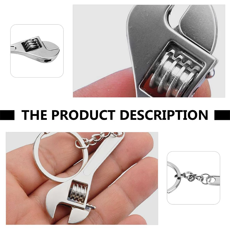 100Pcs Mini Wrench Keychain Portable Car Metal Adjustable Universal Spanner Metal Wrench Style Key Chain