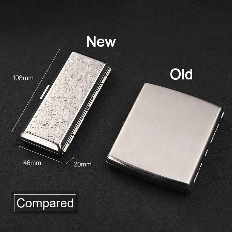 Female Embossed Slim Metal Cigarette Case, Portable, Sealed, Waterproof, Smoking Accessories with Gifts Box, 10-14Pcs