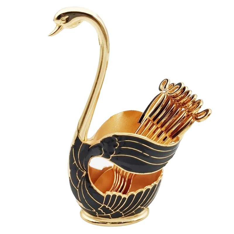 Elegant Swan Style Coffee Dessert Spoon Set-European Fruit Scoop Holder & Decorative Tableware For Sophisticated Dining