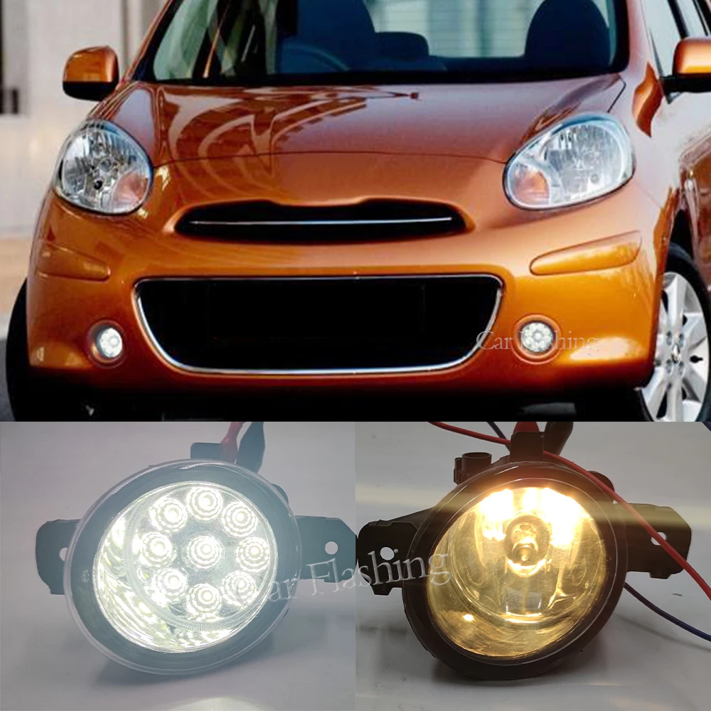 Fog Lights Headlight For Nissan Micra March 4 K13 Hatchback C+C K12 Convertible March 3 K12 FogLight LED Fog Lamps switch