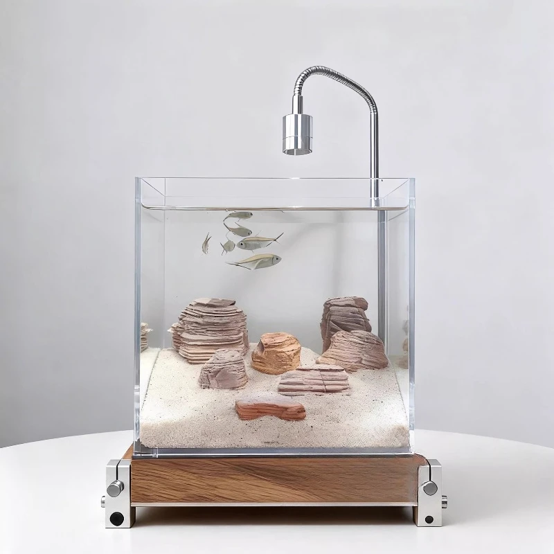 Entrance living room desktop small betta tank optical shaft base ecological glass tank
