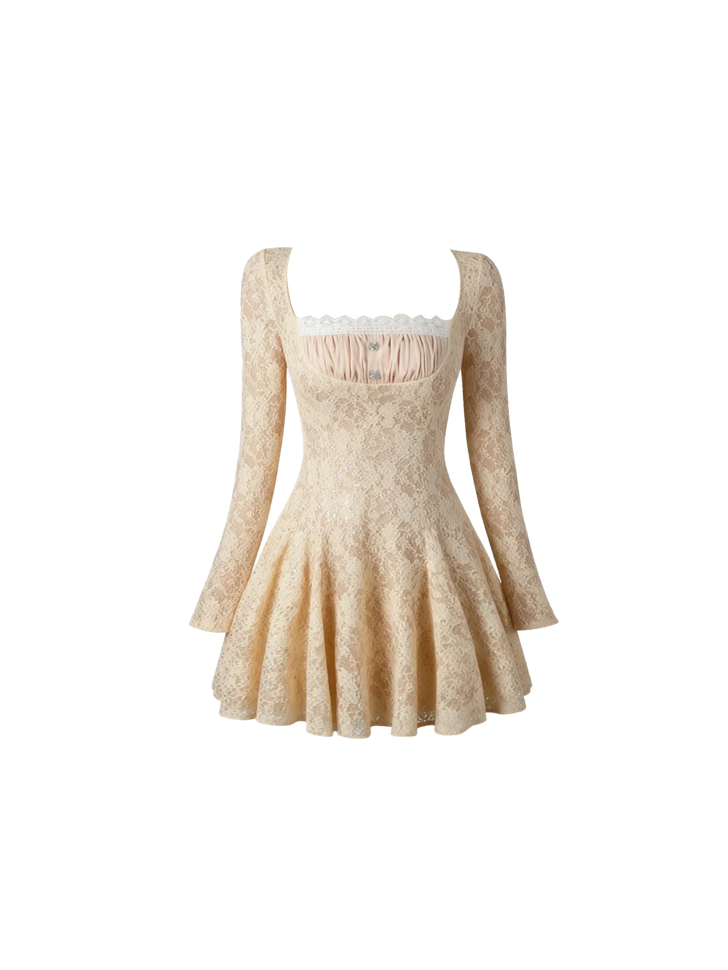 HEZA Ele Plus Size Lace Splice A-lijn Gezwollen Rok Dr Vrouwen Herfst Winter Afslanken Vierkante Kraag Dr Franse Sle