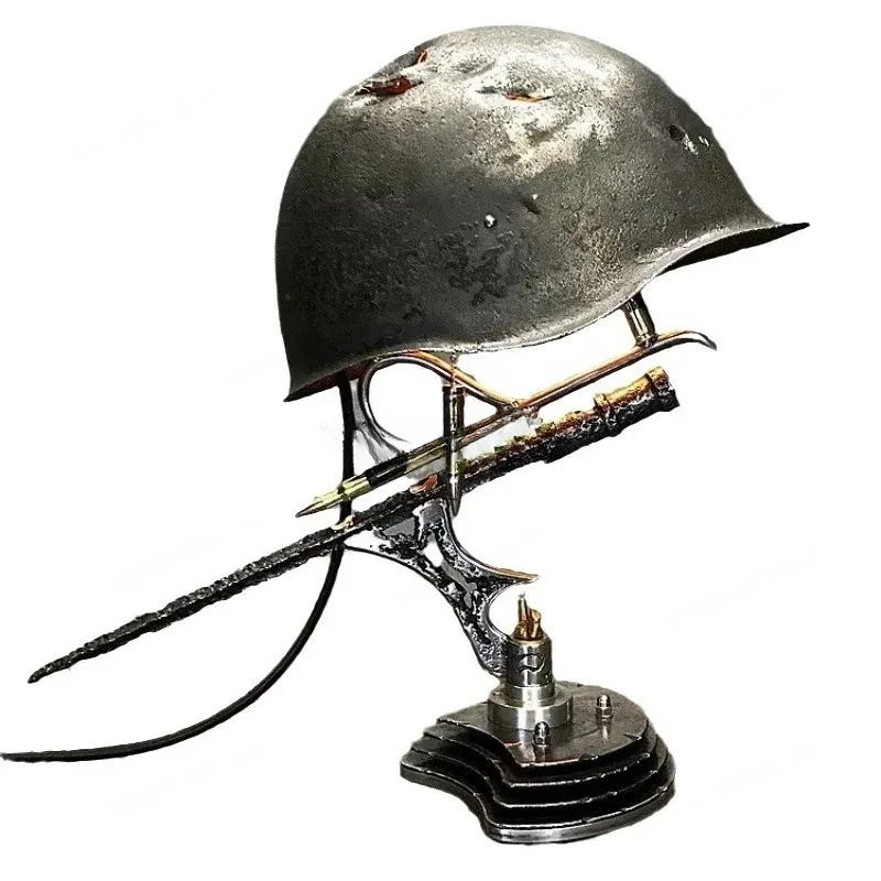 Historical Memory Resin Table Lamp USB Charging War Relic Design Desktop Decor for Home Living Room