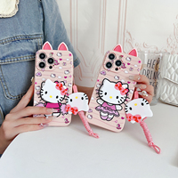 3D Ears Cartoon Hello Kitty Toy Pop Grip Phone Holder Case For Huawei Nova 6 7 7i 8 8i 9 10 10Z 11i 11 SE Pro With Strap Cover