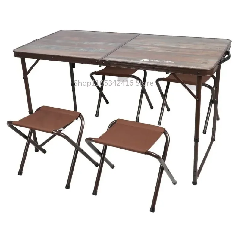 Outdoor Camping Portable Folding Table Set with Four Stools, Picnic & Garden Foldable Tableware Set forCamping&OutdoorActivities