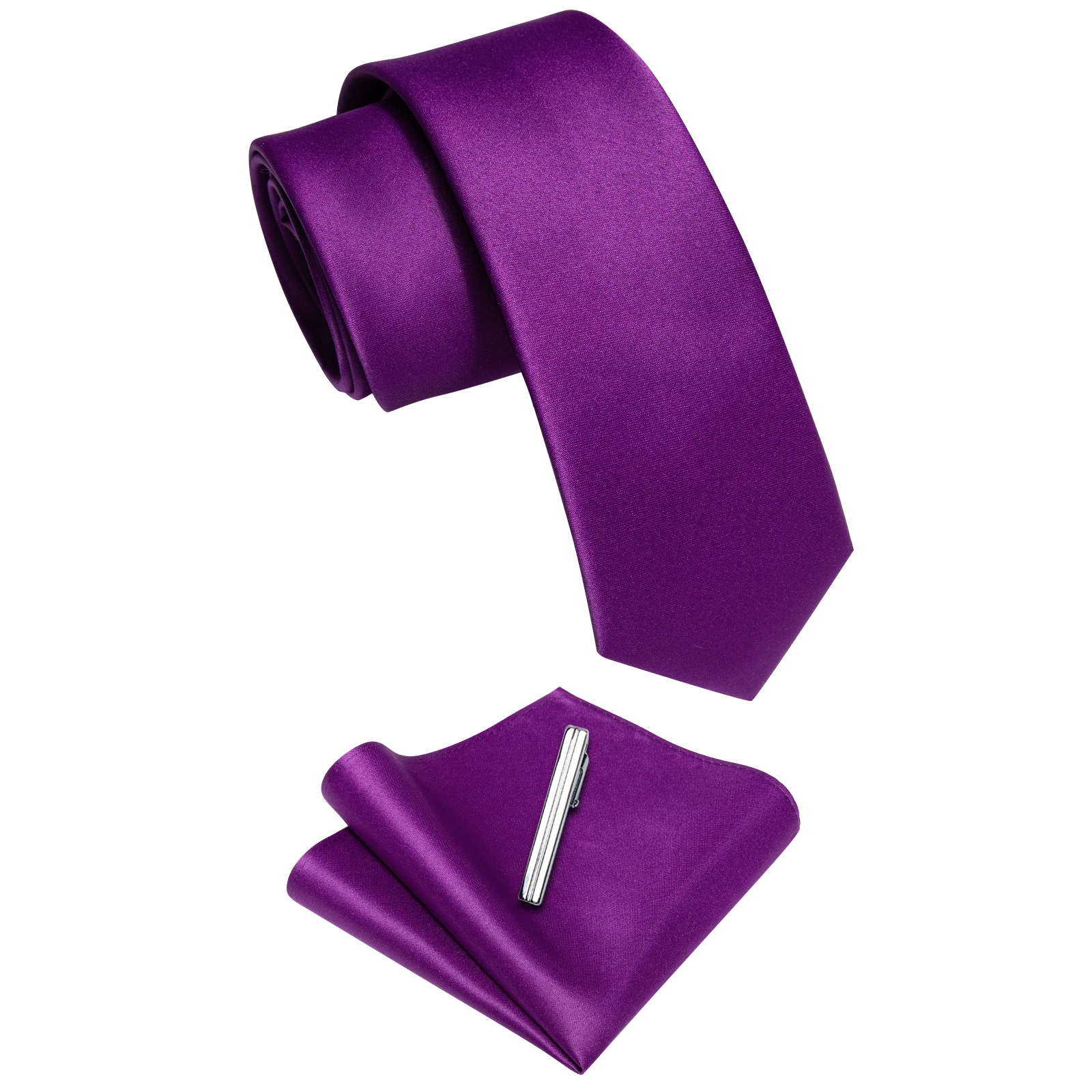 Cravate de luxe Slim violet pour hommes, ensemble carré de 6 Cm, solide, pour mariage, fête d'affaires, cadeaux