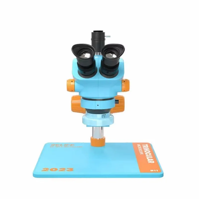 Microscopio estéreo Trinocular HD RELIFE RL-M5T-B11 + fuente de luz RL-033D + adaptador de 0,5 CTV + cámara HD 4K con Control táctil M-17