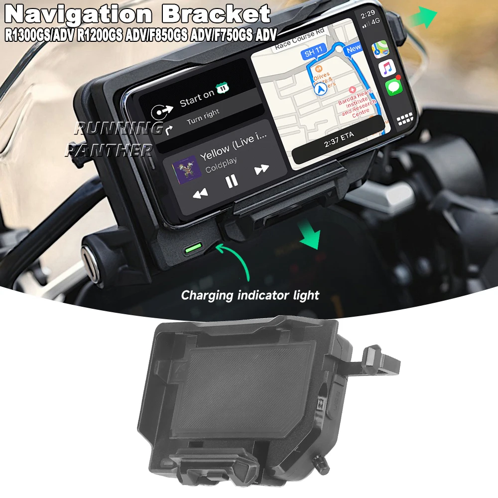 For BMW F850GS F750GS F700GS F800GS R1200GS R1250GS R1300GS ADVMotorcycle Wireless Charging GPS Phone Holder Navigation Bracket