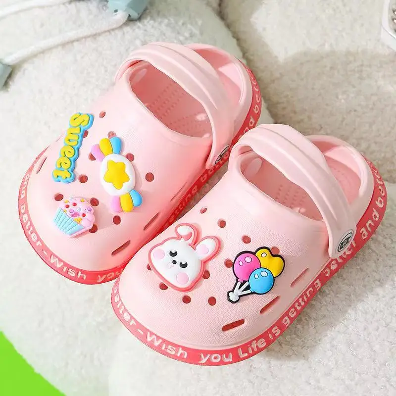 EVA Summer Kids Sandals Hole Children\'s Shoes Slippers Anti-Skid Cartoon DIY Design Hole Baby Shoes Sandy Beach For Boys Girls