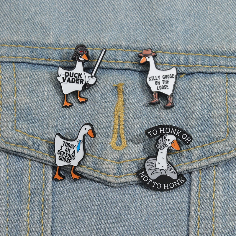 Cartoon Goose Duck Enamel Pins Creative Animal Duckling Funny Brooches Lapel Badge Collar Jewelry Gift for Friends Wholesale