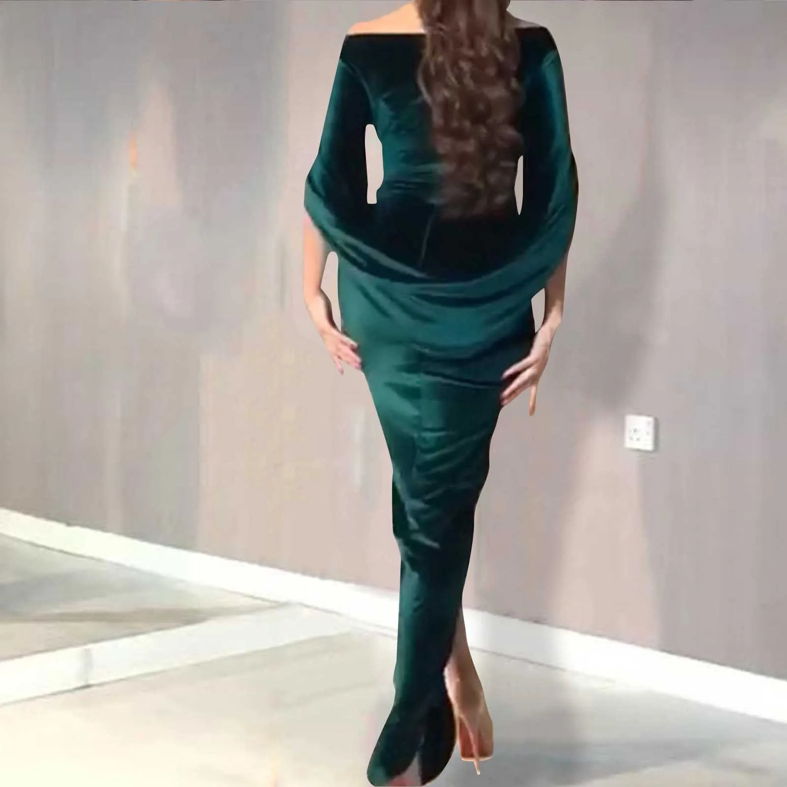 Women Colored Optional Onesleeve Dress V Neck Slit Evening Dress Dresses For Women 2024 Casual Dresses Evening Dress