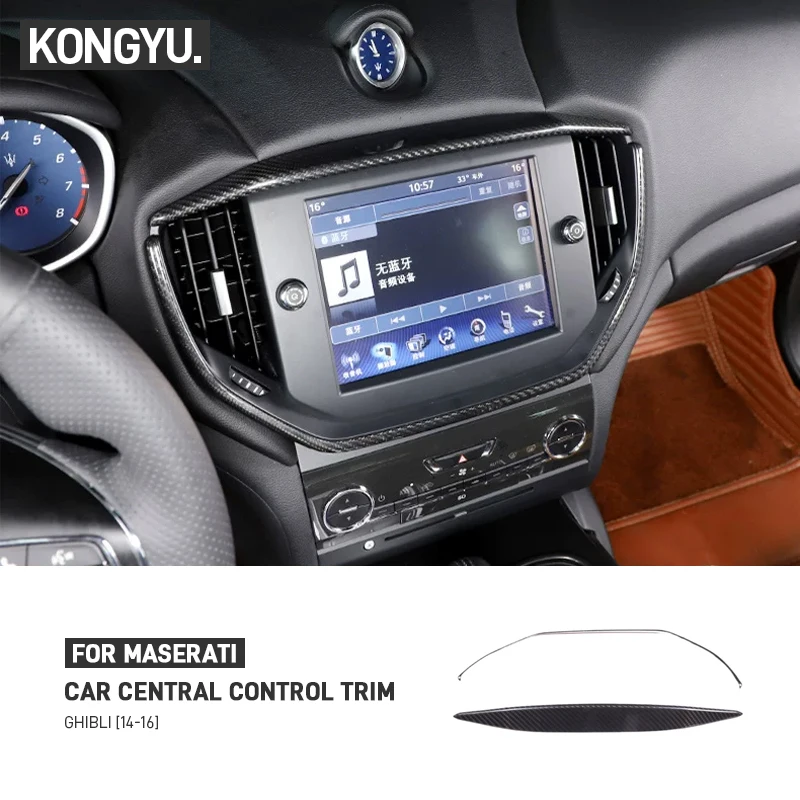 For Maserati Ghibli 2014-2016 Real Carbon Fiber Car Central Control Display Air Vent Outlet Frame Trim Cover Sticker Accessories