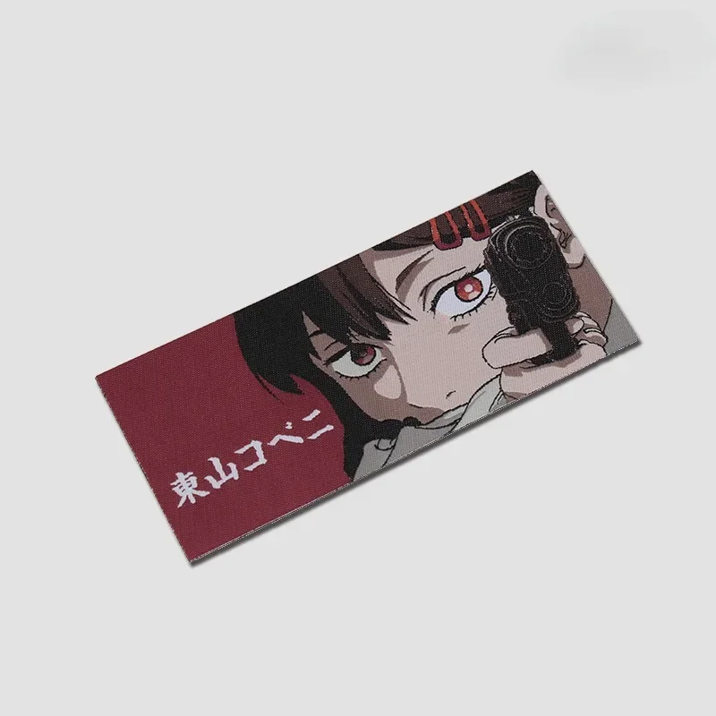 Chainsaw Man Anime Patch Higashiyama Little Red Woven Label Patches Demon Hunter Hook and Loop Tactical Military Backpack Badges