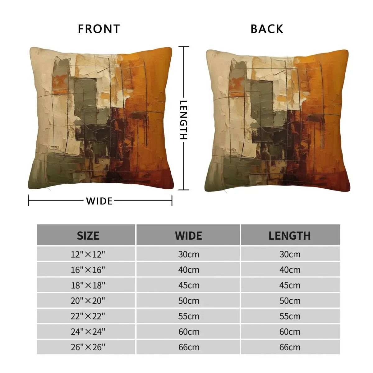Abstract Earth Tones Brushstrokes Square Pillowcase Polyester Linen Velvet Pattern Zip Decorative Sofa Seater Cushion Cover