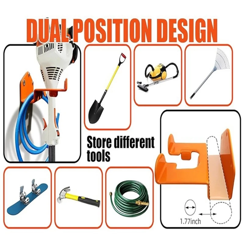 Soporte para herramientas mantenimiento paisaje, estante gancho soporte para recortadora maleza montado en