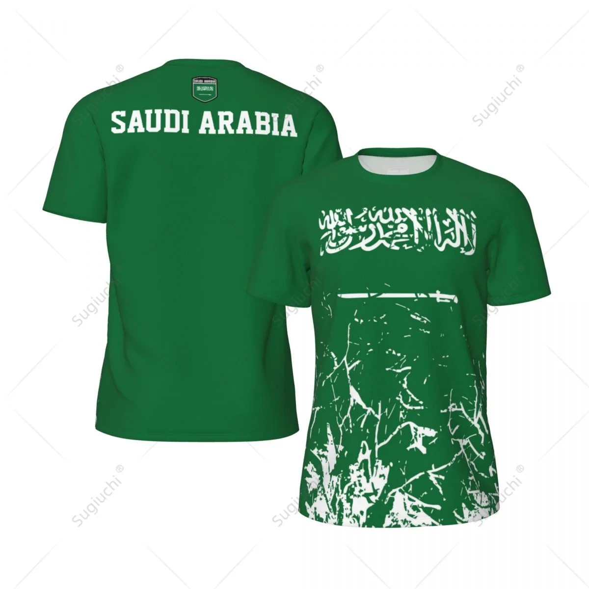 Exclusive design Saudi Arabia Flag Grain 3D Printed Men For Running Bike Soccer Tennis Fitness Sports tshirt Mesh T-shirt