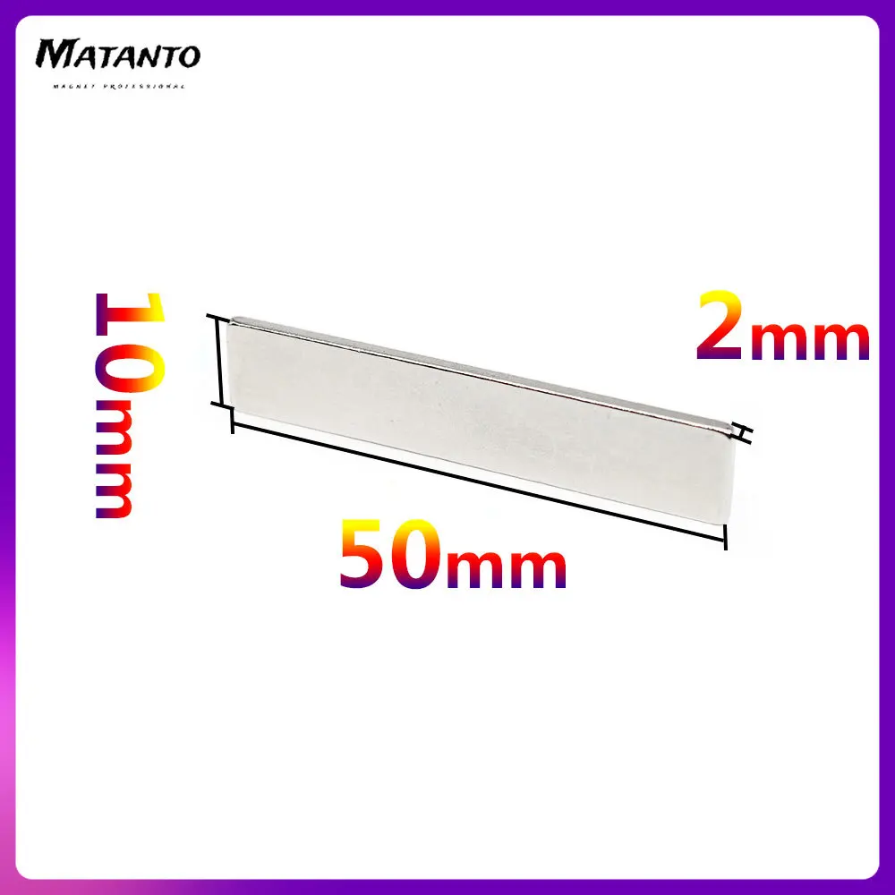 

2/5/10/20/50PCS 50x10x2mm Thin Block Strong Rare Earth Magnet N35 Rectangular Neodymium Magnets 50x10x2 Strip Magnet 50*10*2 mm