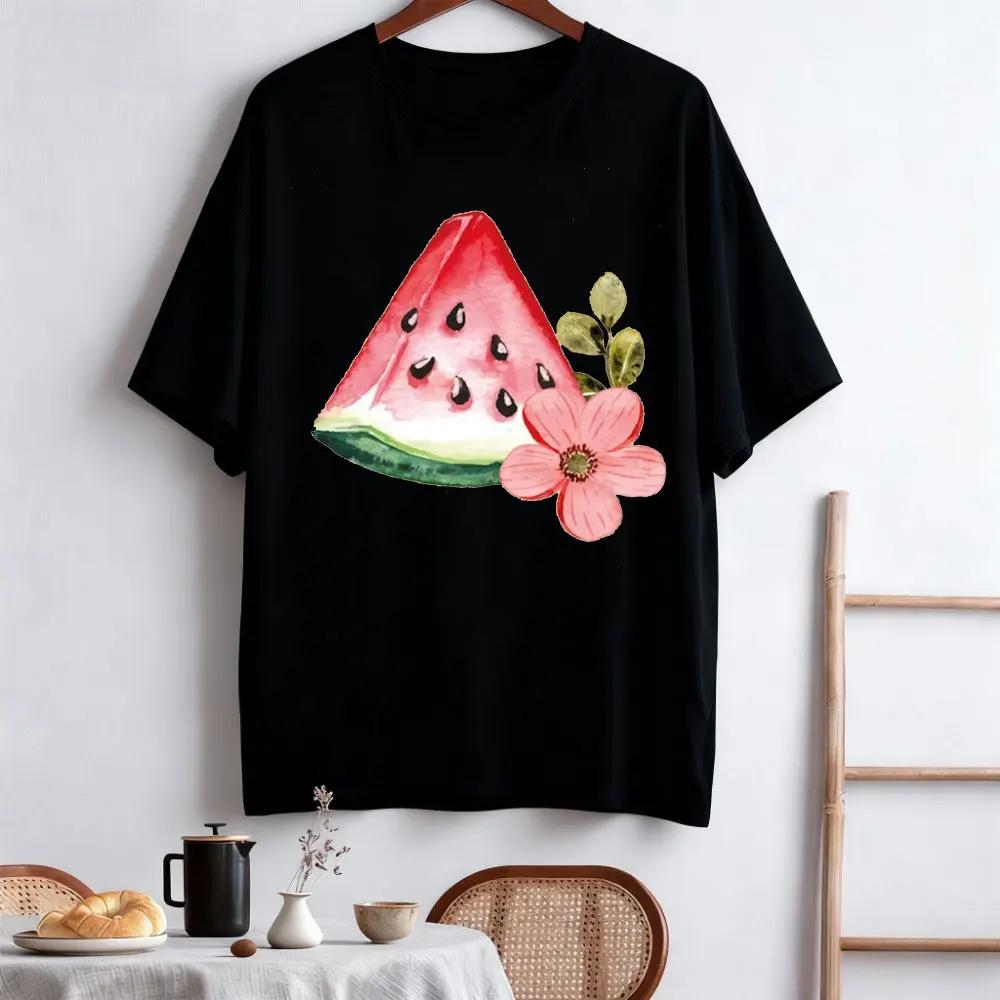 Wassermelone bedrucktes T-Shirt Tops Wassermelonenliebhaber Geschenk Niedliche Tops Ästhetische lässige Damenkleidung Kurzarm-Sweatshirt