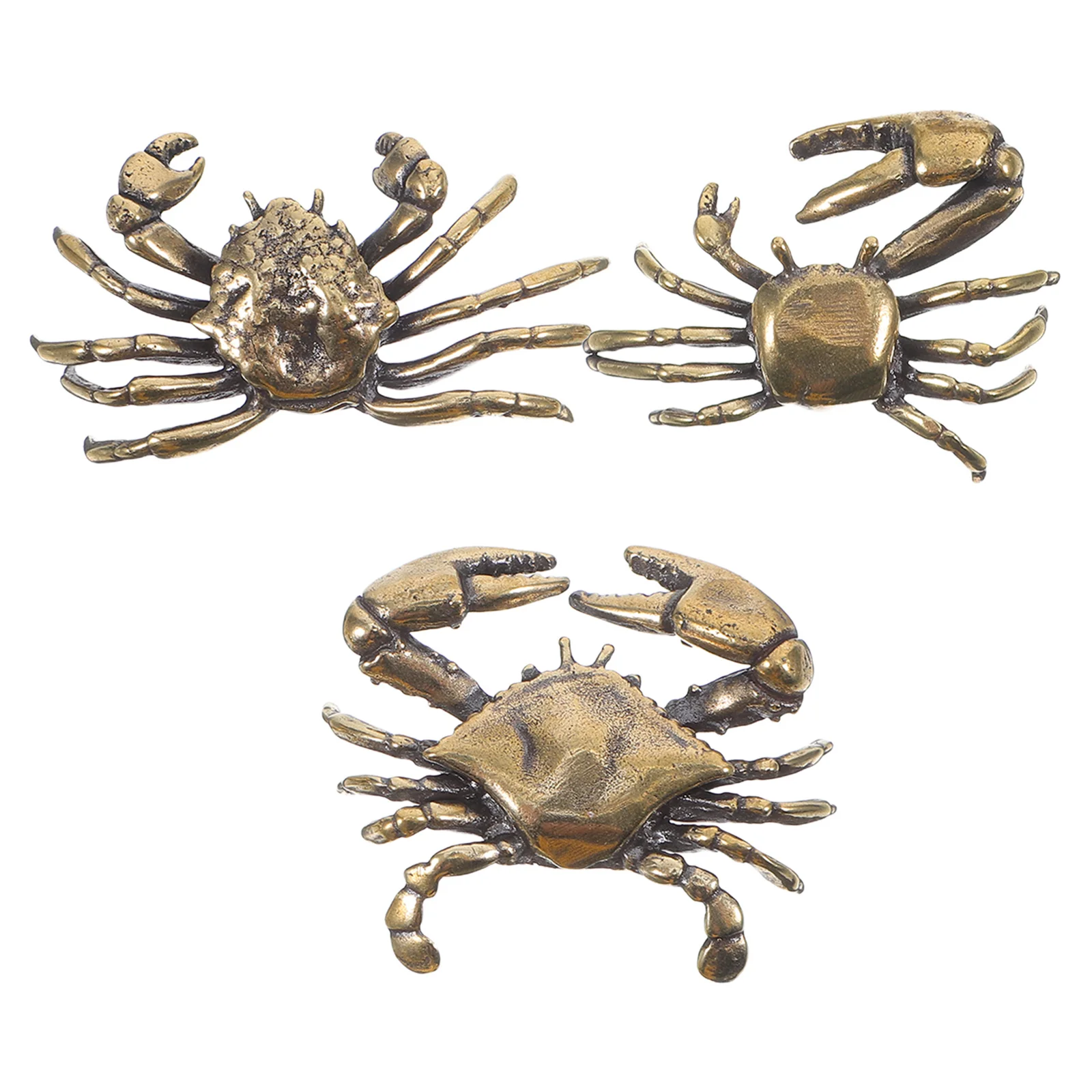 

3Pcs Creative Brass Crab Ornaments Retro Desktop Car Home Office Decoration Exquisite Small Crab Decor Tabletop Display Gift