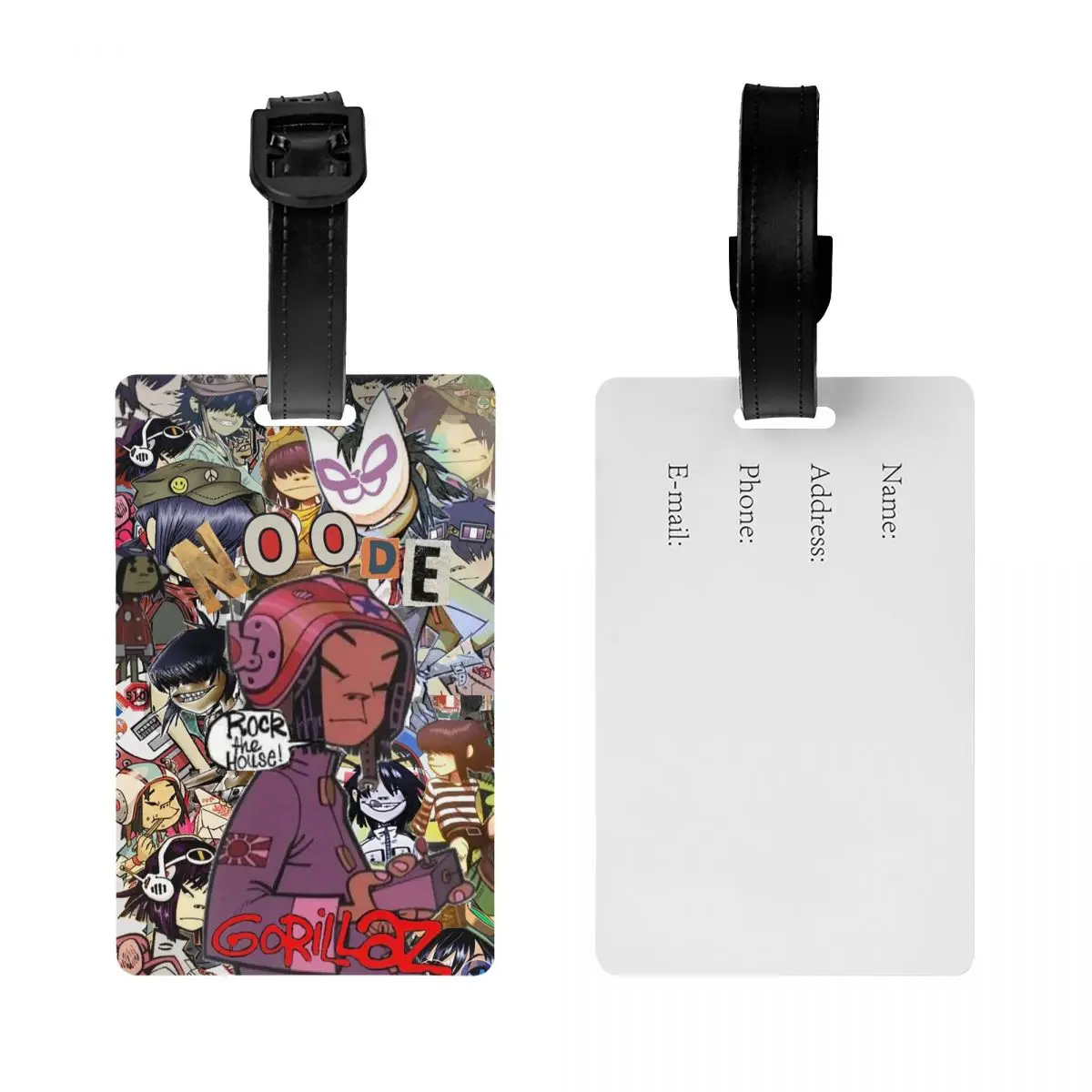 فرقة الموسيقى الغوريلاز علامات الأمتعة حقيبة الملحقات السفر المحمولة الأمتعة الصعود علامة التسمية حامل معرف اسم العنوان #2