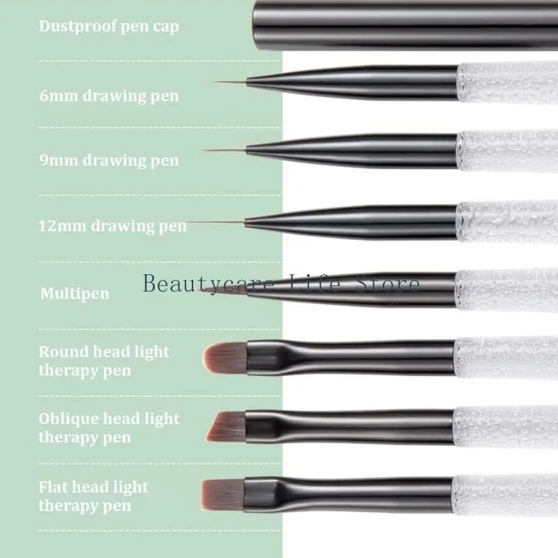 652C 7PCSネイルアートライナーブラシネイルペインティングペンセットネイルアートデザインペンブラシ