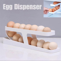 Automatic Scrolling Egg Rack Holder Storage Box Basket Plastic Egg Container Kitchen Roll Down Refrigerator Egg Dispenser