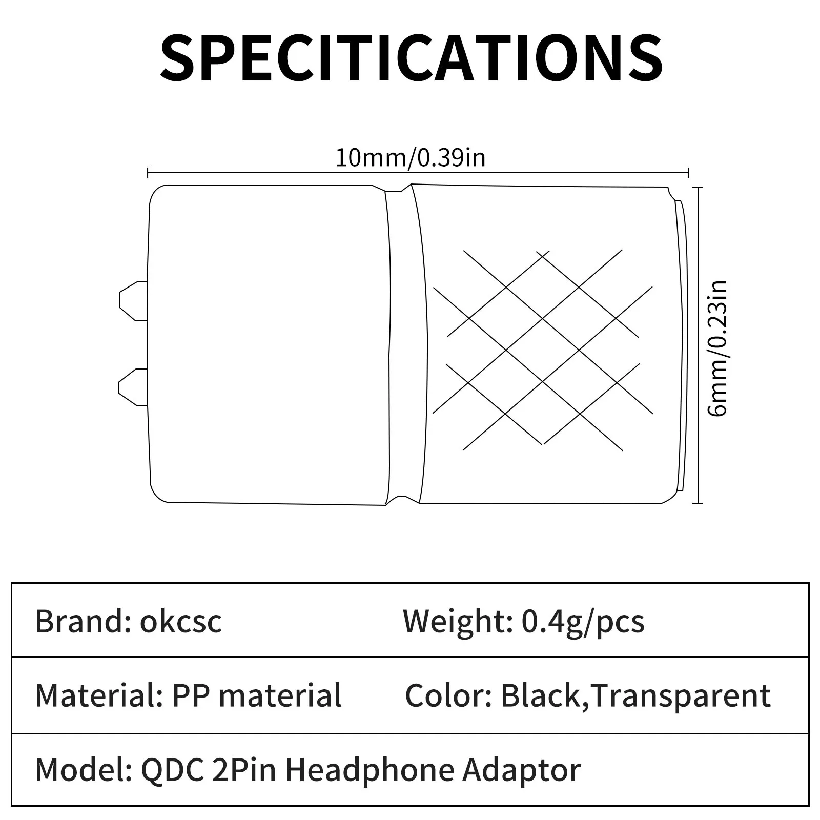 OKCSC Earphone Adapter QDC Male to 0.78mm Female Earbuds Connecter for KZ ZSN ZSN Pro ZSN Pro x ZS10 ZSX AS12 AS16 Converter