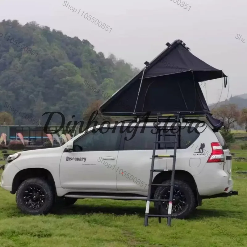 Lightweight triangular hard shell roof tent Flip roof tent 2 people Aluminum car camping hard shell roof tent