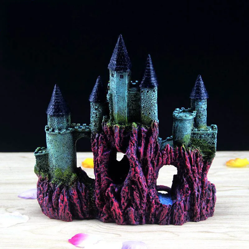 1pc 23.5x25cm Creative fish tank decoration castle house aquarium landscaping resin decor