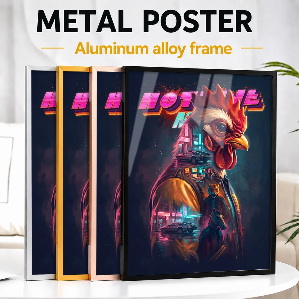 Hotline Miami Synthwave Metal Poster With Aluminum Alloy Frame Customized Retro Style Wall Art For Bedroom And Gaming Lounge