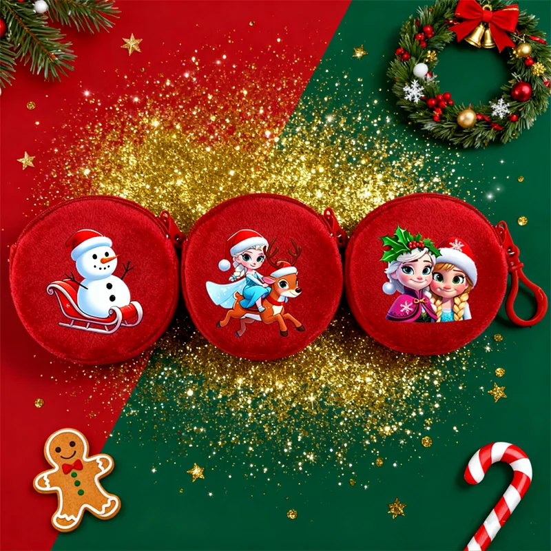 กระเป๋าใส่เหรียญทรงกลมลายการ์ตูน ซิป กระเป๋าใส่ของชิ้นเล็กๆ ของขวัญปีใหม่ ของขวัญเทศกาลคริสต์มาส