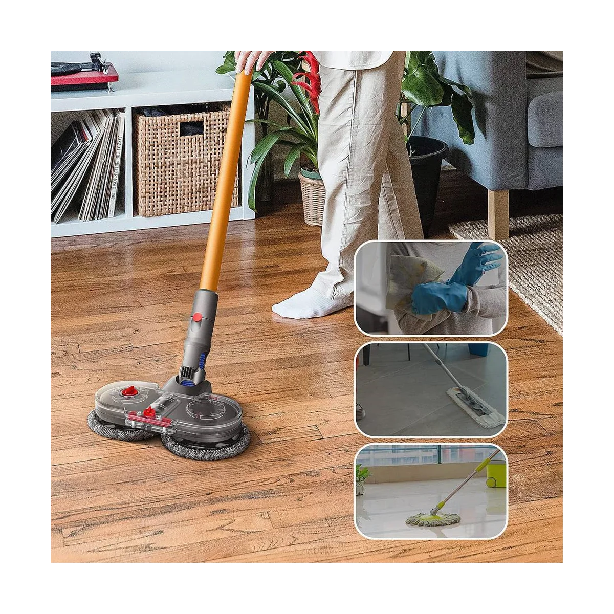 A09G-Electric Mop Attachment for V12 Detect Slim Vacuum Cleaner Mop Attachment with 6 Mop Pads and Removable Water Tank