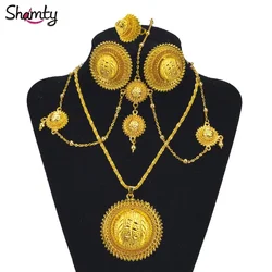 Shamty African Gold Sets Ethiopian Bridal Jewelry Habasha Style Wedding Pure Gold Color Set Nigeria Eritrea Kenya Hot A30034