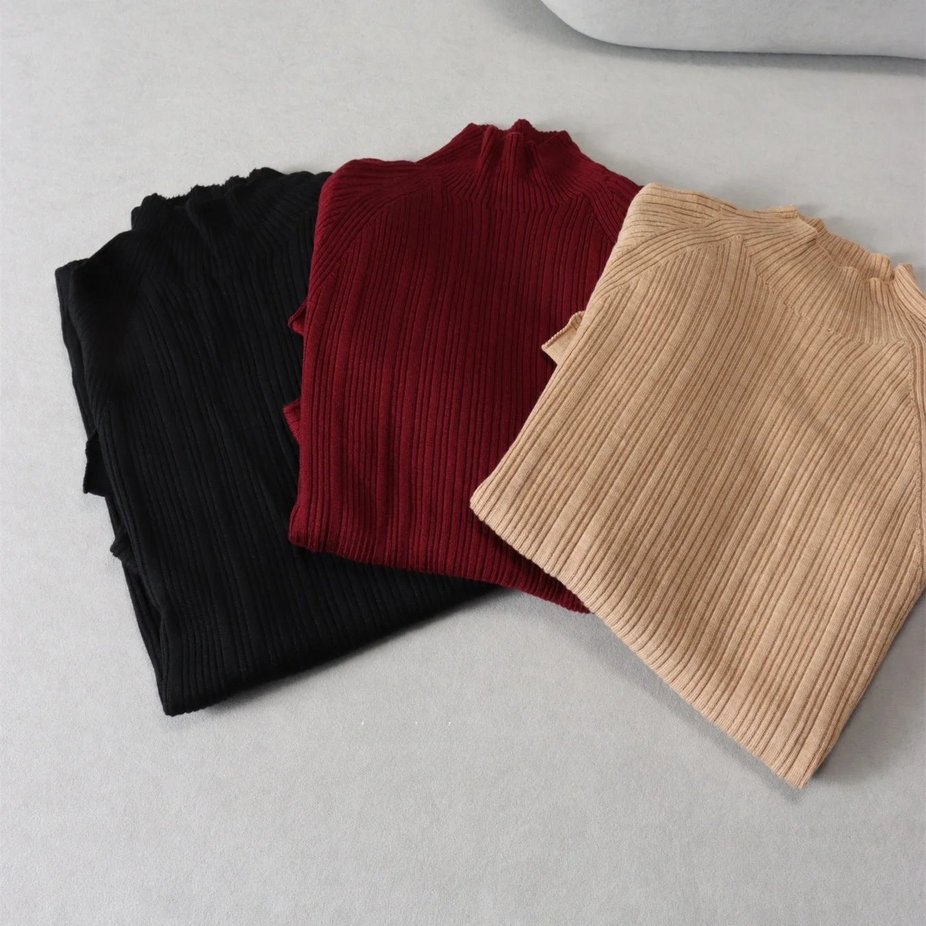 

Ultra-Fine 8-Needle Sl High-Elastic Bell-Sve Knitted Sweater Woolen Simple Sle Loose Fit Overhead Women's Top