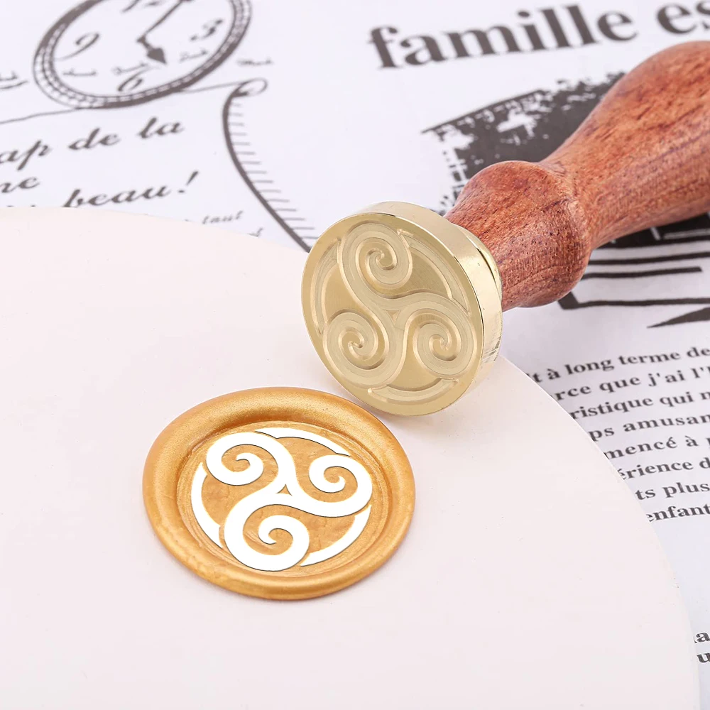 Viking Rune Vegvisir Wax Seal Stamp Compass, Scales pattern Retro Sealing Wax Stamp 25mm Removable Brass Head for Envelope Card