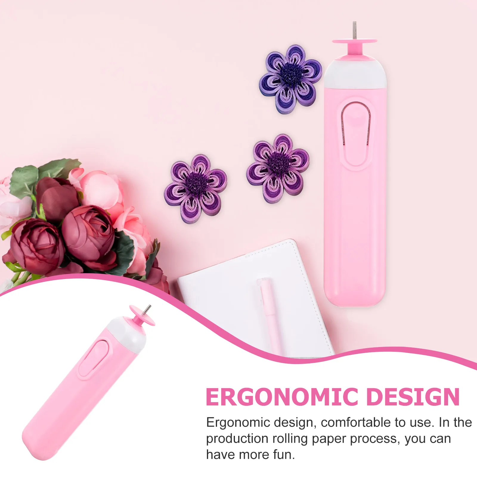 Elektrisches Quilling-Stift-Set, geschlitztes Papier, Roll-Curling-Nadel-Stift für Kunsthandwerk, DIY Quilling-Zubehör, Papierblumen-Rollwerkzeug