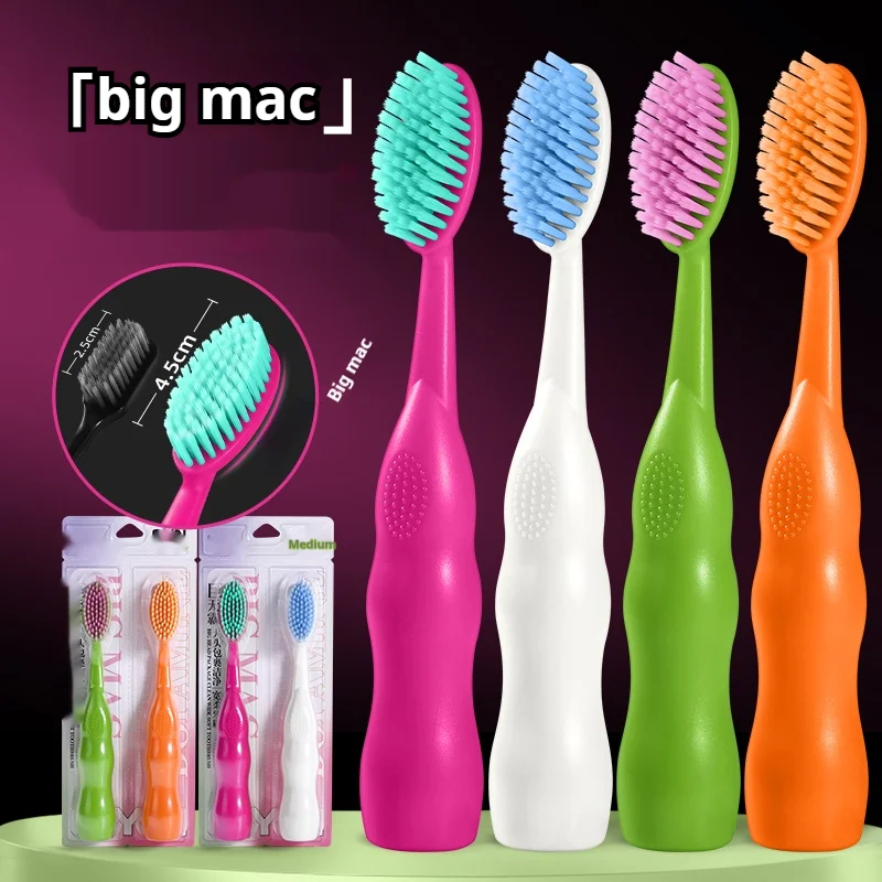 4Pcs High-Quality Ultra-Long Wide-Head Soft-Bristle Toothbrushes Suitable for Adults, Students, and Dormitory Use, Large Size for Couples with Stand Function