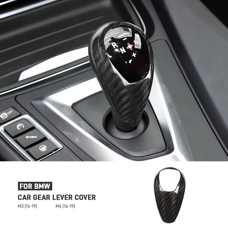 

Real Carbon Fiber Car Center Console Gear Shift Knob Trim Cover For BMW M2 F87 M3 F80 14-19 M4 F82 14-19 M5 F83 F10 F85 X5M X6M