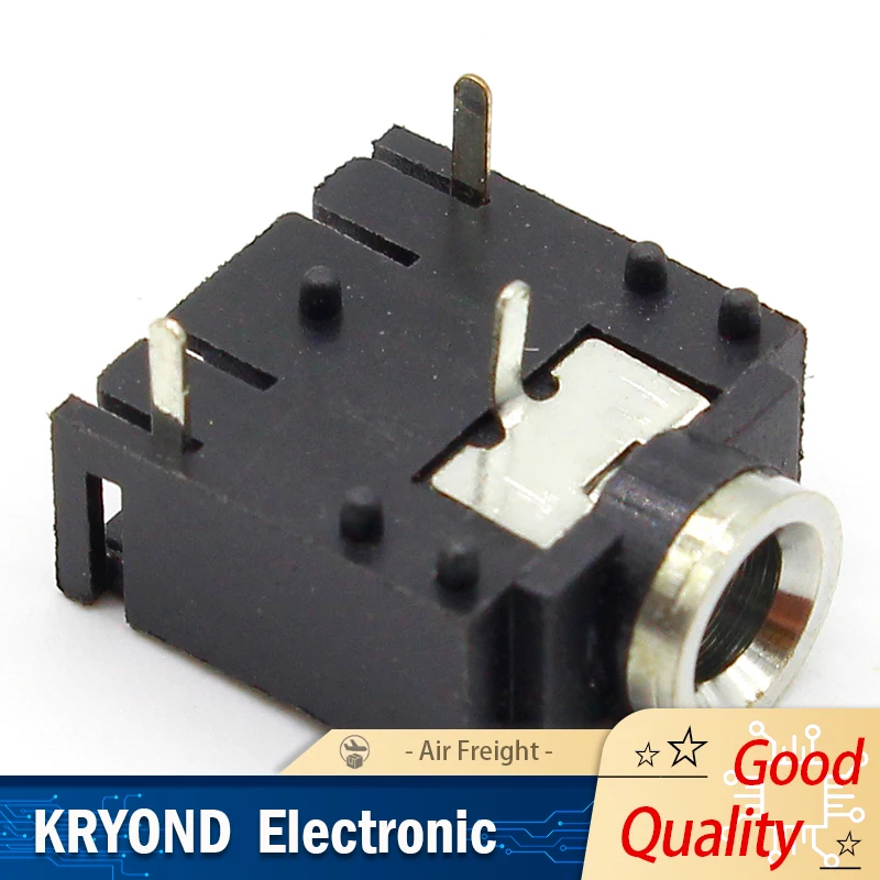10PCS 3 Pin 3.5mm Audio Jack Socket PCB Panel Mount for Headphone With Nut PJ-324M