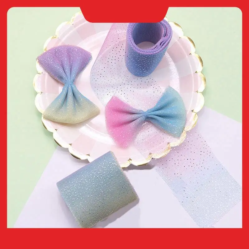 

Gradient Rainbow Tulle Roll 12Cmx5 Yards Silver Dot Tulle Mesh DIY Children's Handmade Jewelry As Shown