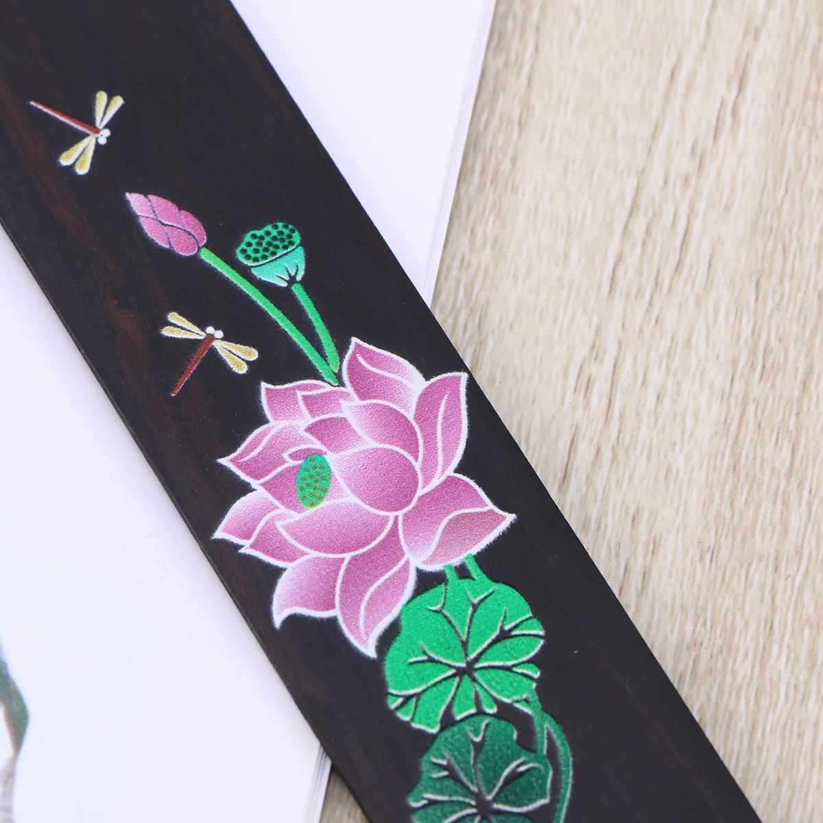 

2 Pcs Bookmark Chinese-style with Tassel Wooden Lotus Dragonfly Painted Handmade