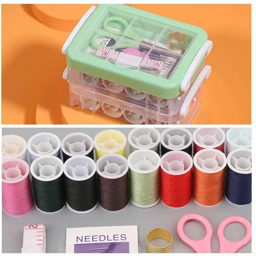 Plastic Transparent Sewing Thread Storage Box Craft Organizing Needles Spools Holder Storage Knitting Case Accessories Cont F1Z6