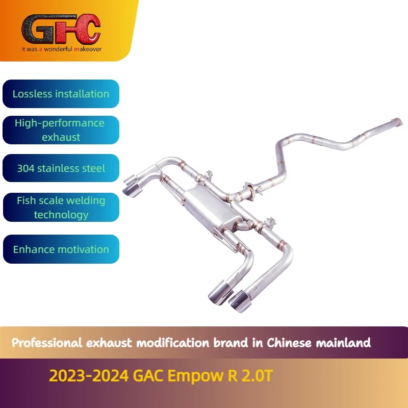 GFC brand for the 2023-2024 GAC Empow R 2.0T high-performance catback exhaust system、catted downpipe and catless downpipe