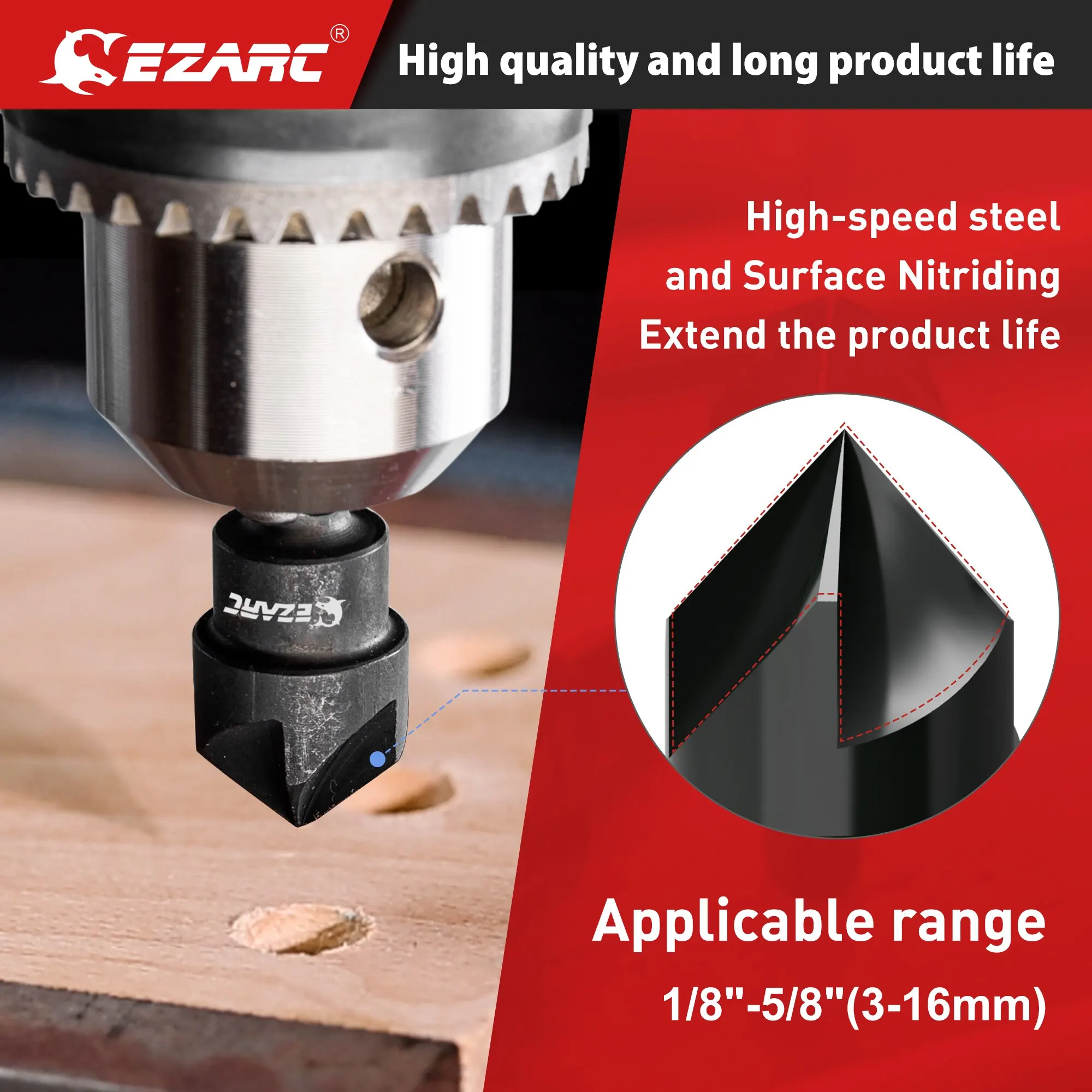 EZARC Ontbramen Extern Afschuining Gereedschap, 2 STKS Ontbramen Afschuining Gereedschap, Interne Verzinkboor Boor, Verwijder Braam Past voor 3-19mm